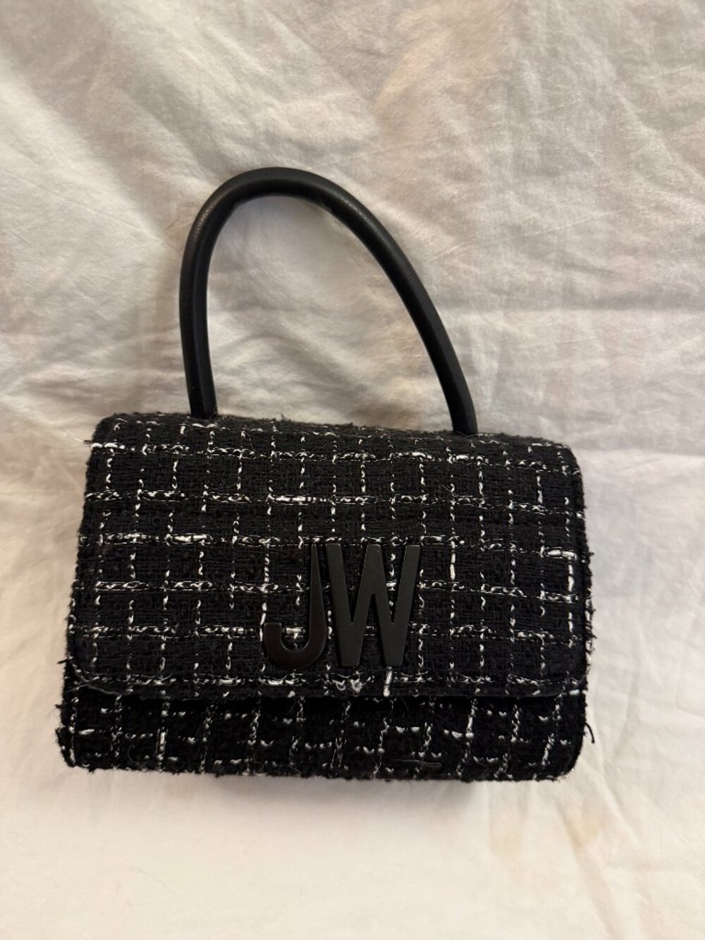 Jason Wu Black Tweed Quilted Top Handle Bag Bouclé Chanel-Inspired Like New